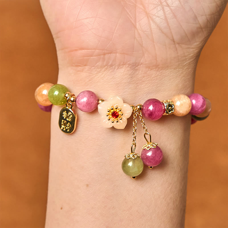 Buddha Stones Naturalny Turmalin Fu Charakter Kwiat Bransoletka Lucky Brand