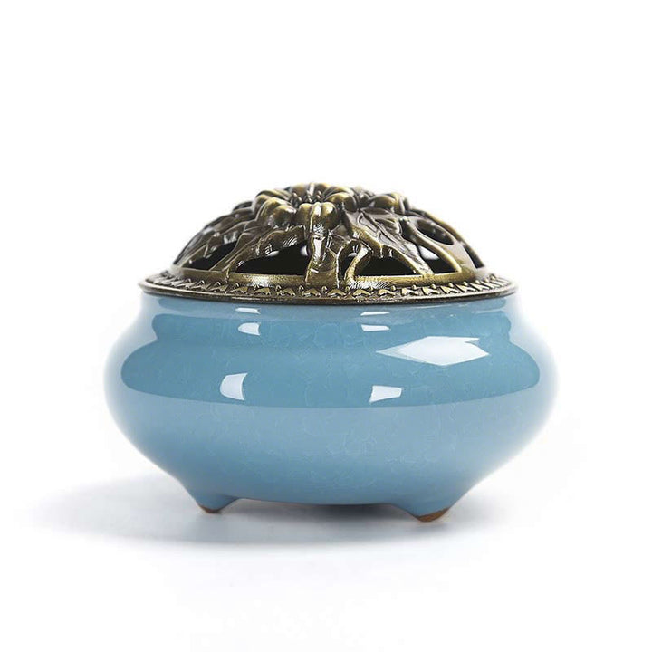 Kolorowy ceramiczny palnik kadzidełkowy z Buddha Stones
