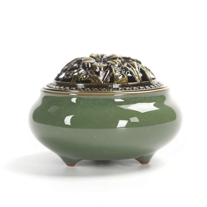 Kolorowy ceramiczny palnik kadzidełkowy z Buddha Stones