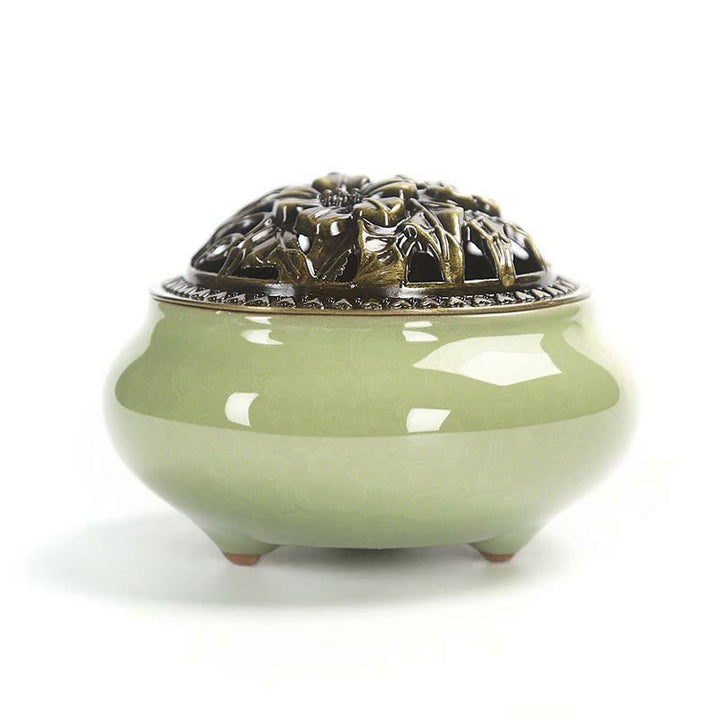 Kolorowy ceramiczny palnik kadzidełkowy z Buddha Stones