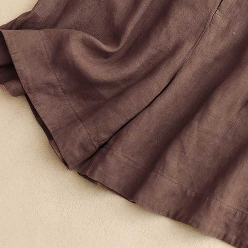 Buddha Stones Letnie Casual Jednokolorowe Zamki Błyskawiczne Guziki Z Włókna Akrylowego Żabki Guziki Damskie Szorty Z Kieszeniami - image 5