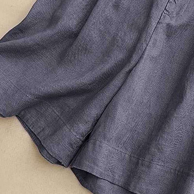 Buddha Stones Letnie Casual Jednokolorowe Zamki Błyskawiczne Guziki Z Włókna Akrylowego Żabki Guziki Damskie Szorty Z Kieszeniami - image 9