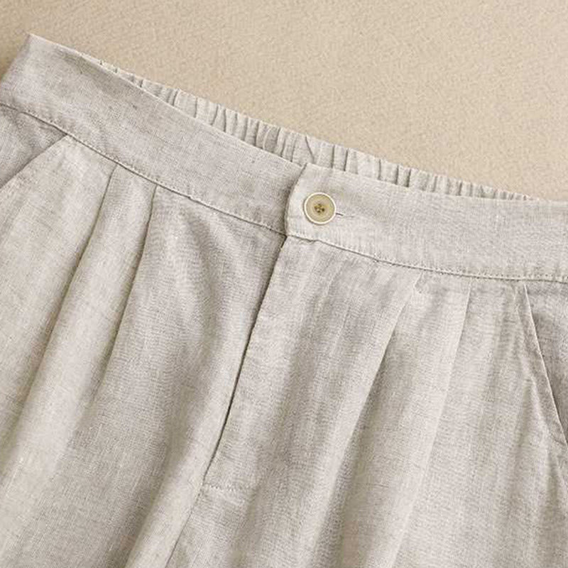 Buddha Stones Letnie Casual Jednokolorowe Zamki Błyskawiczne Guziki Z Włókna Akrylowego Żabki Guziki Damskie Szorty Z Kieszeniami - image 14