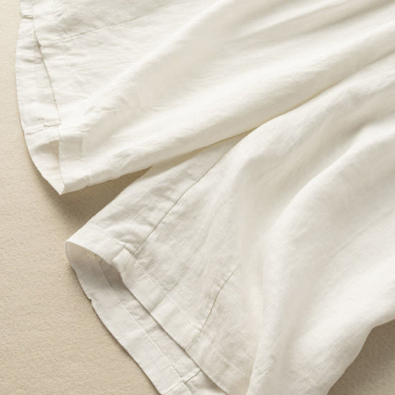 Buddha Stones Letnie Casualowe Gładkie Zamek Błyskawiczny Guziki Bawełna Len Damskie Szorty Z Kieszeniami - image 11