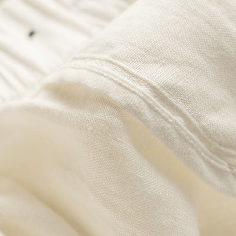 Buddha Stones Letnie Casualowe Gładkie Zamek Błyskawiczny Guziki Bawełna Len Damskie Szorty Z Kieszeniami - image 10