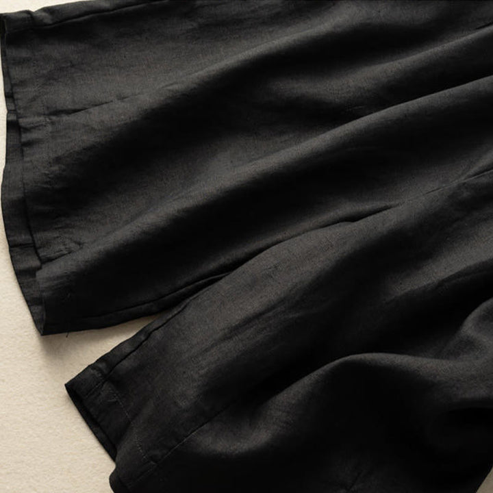 Buddha Stones Letnie Casualowe Gładkie Zamek Błyskawiczny Guziki Bawełna Len Damskie Szorty Z Kieszeniami - image 15