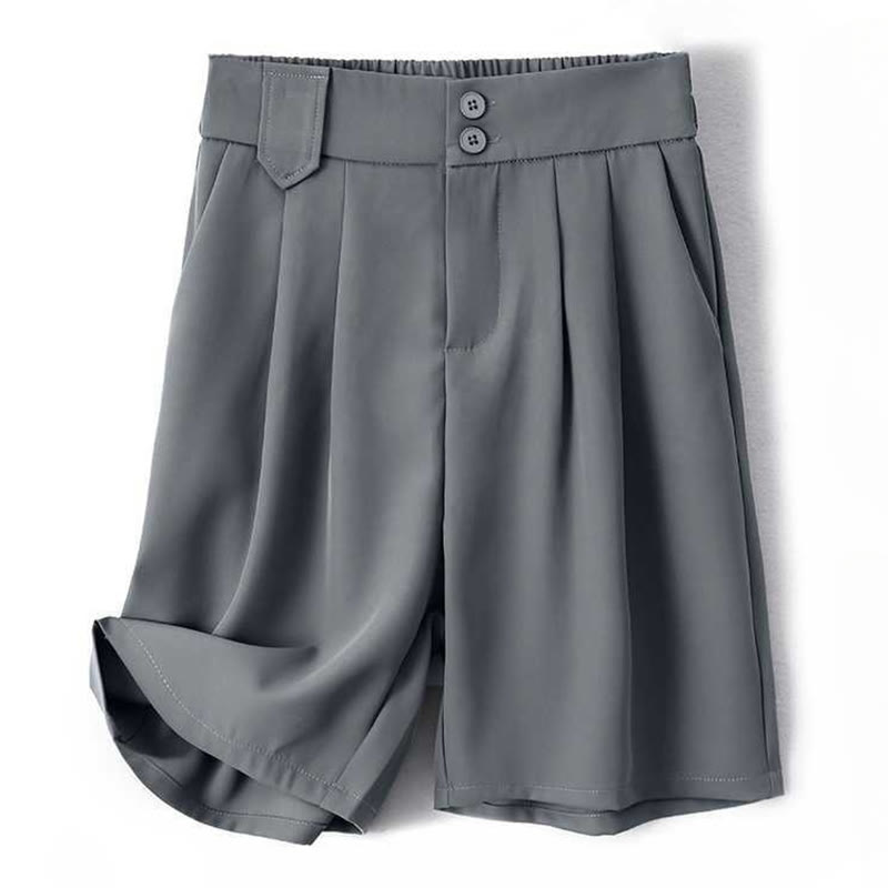 Buddha Stones Letnie Luźne Luźne Gładkie Bawełniane Lniane Damskie Szorty Z Kieszeniami - LightSlateGray - US8-10，UK/AU12-14，EU40-42 (2XL) - image 0