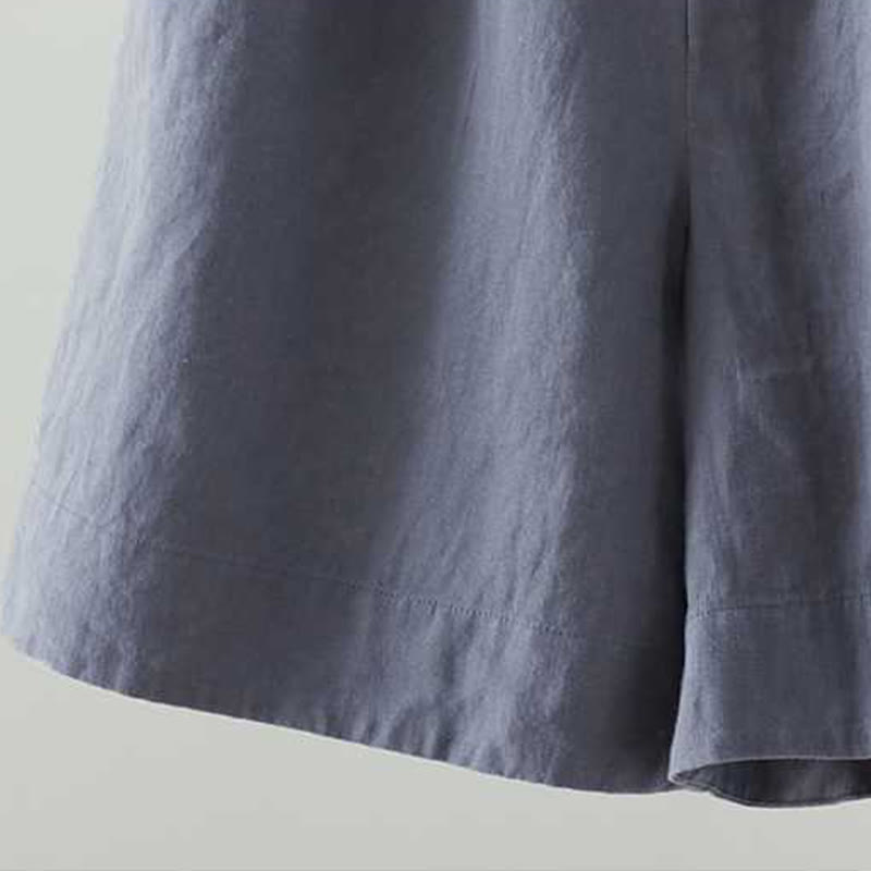 Buddha Stones Letnie Casualowe Jednokolorowe Żaby Guziki Zamek Błyskawiczny Guziki Włókna Akrylowe Damskie Szorty Z Kieszeniami - image 3