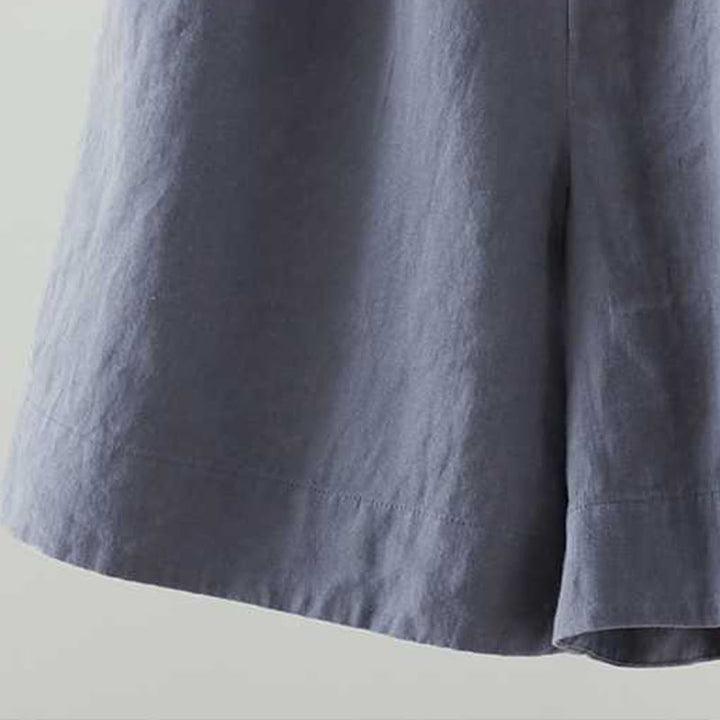 Buddha Stones Letnie Casualowe Jednokolorowe Żaby Guziki Zamek Błyskawiczny Guziki Włókna Akrylowe Damskie Szorty Z Kieszeniami - image 3