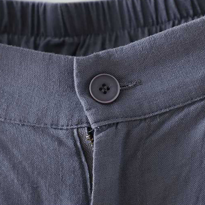 Buddha Stones Letnie Casualowe Jednokolorowe Żaby Guziki Zamek Błyskawiczny Guziki Włókna Akrylowe Damskie Szorty Z Kieszeniami - image 2