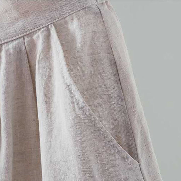 Buddha Stones Letnie Casualowe Jednokolorowe Żaby Guziki Zamek Błyskawiczny Guziki Włókna Akrylowe Damskie Szorty Z Kieszeniami - image 9