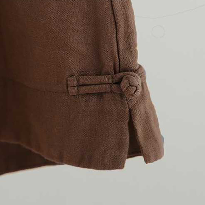 Buddha Stones Letnie Casualowe Jednokolorowe Żaby Guziki Zamek Błyskawiczny Guziki Włókna Akrylowe Damskie Szorty Z Kieszeniami - image 17