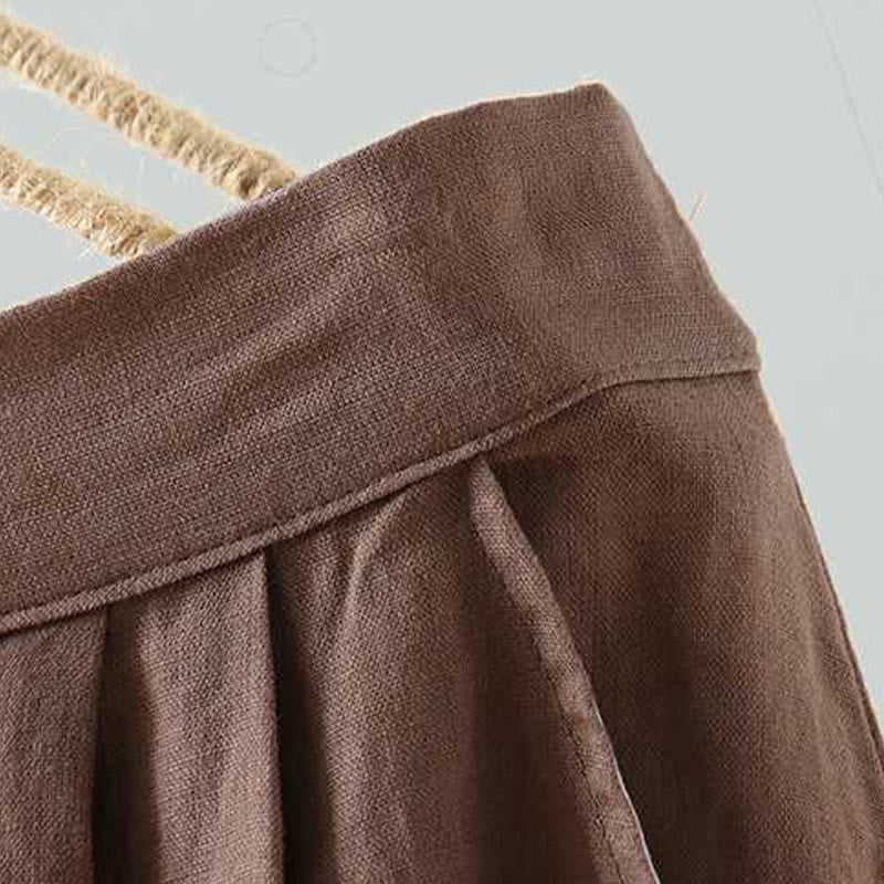 Buddha Stones Letnie Casualowe Jednokolorowe Żaby Guziki Zamek Błyskawiczny Guziki Włókna Akrylowe Damskie Szorty Z Kieszeniami - image 20