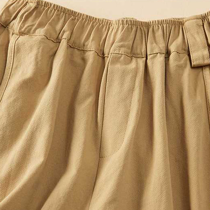 Buddha Stones Letnie Luźne Luźne Gładkie Bawełniane Damskie Szorty Z Kieszeniami - image 3