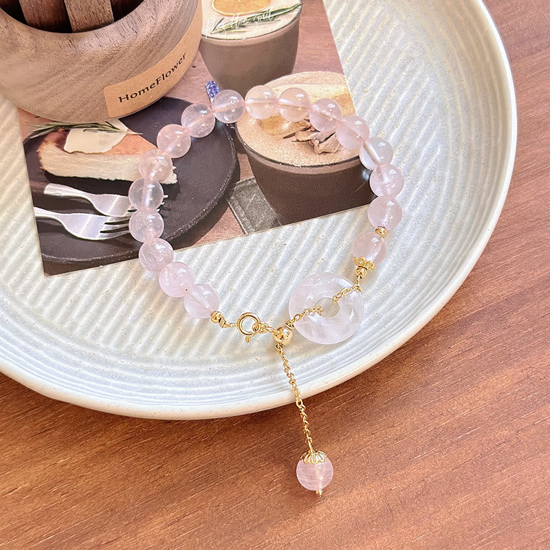 Buddha Stones Natural Pink Crystal Beads Peace Buckle Self-accepting