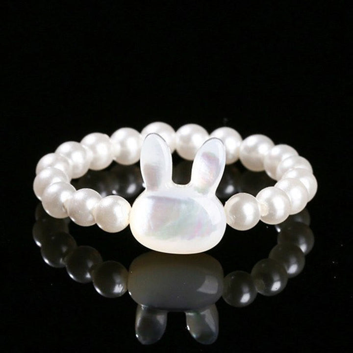 Buddha Stones 3mm Koralik Kamienny Tridacna Królik Błogosławieństwo Elastyczny Pierścień