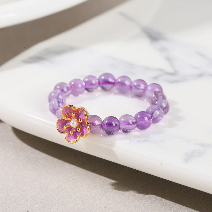 Pierścionek elastyczny z Buddha Stones 3 mm Ametyst Peach Blossom
