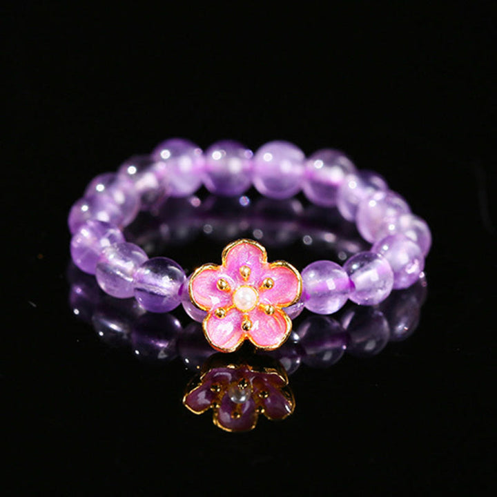 Pierścionek elastyczny z Buddha Stones 3 mm Ametyst Peach Blossom