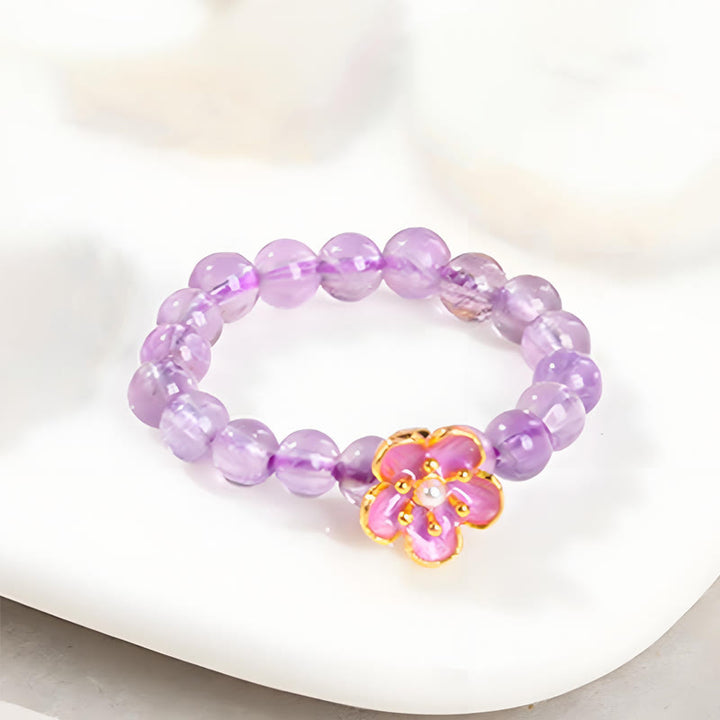 Pierścionek elastyczny z Buddha Stones 3 mm Ametyst Peach Blossom