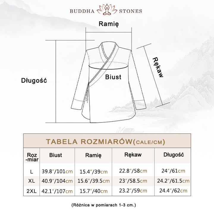 Koszula damska z długim rękawem i sznurowaniem w jednolitym kolorze z motywem Buddha Stones Hanfu - image 3