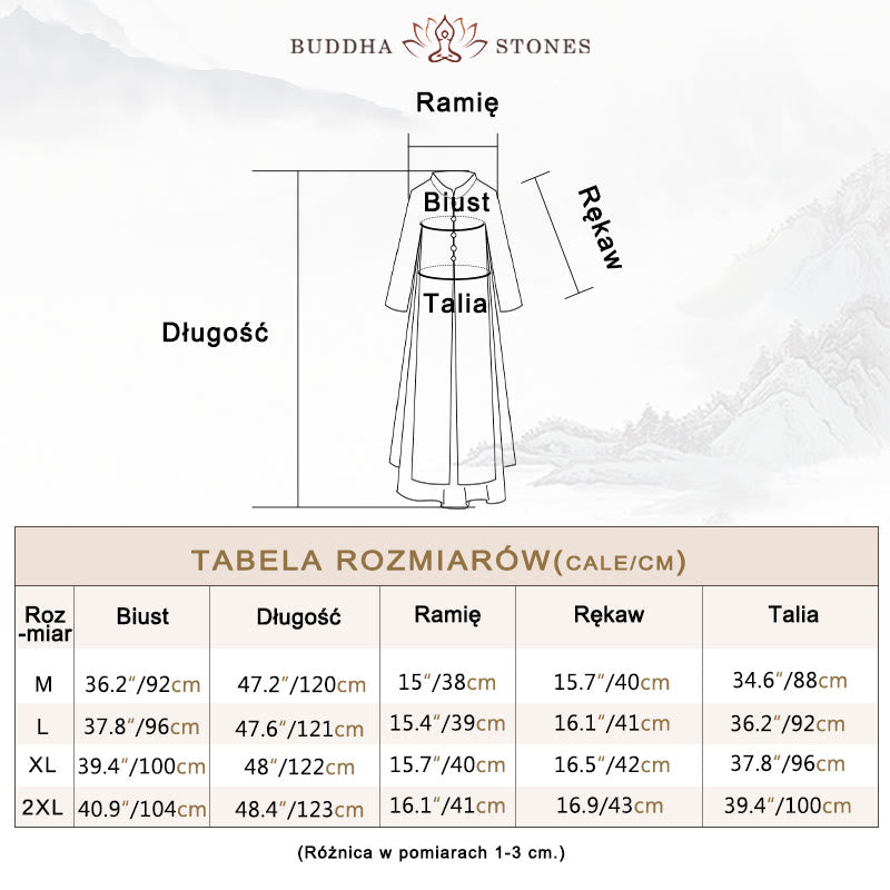 Kamienie Buddha Stones Szyfon Cheongsam Sukienka Midi Szerokie Spodnie Nogawki Medytacja Zen Praktyka Odzież - image 3