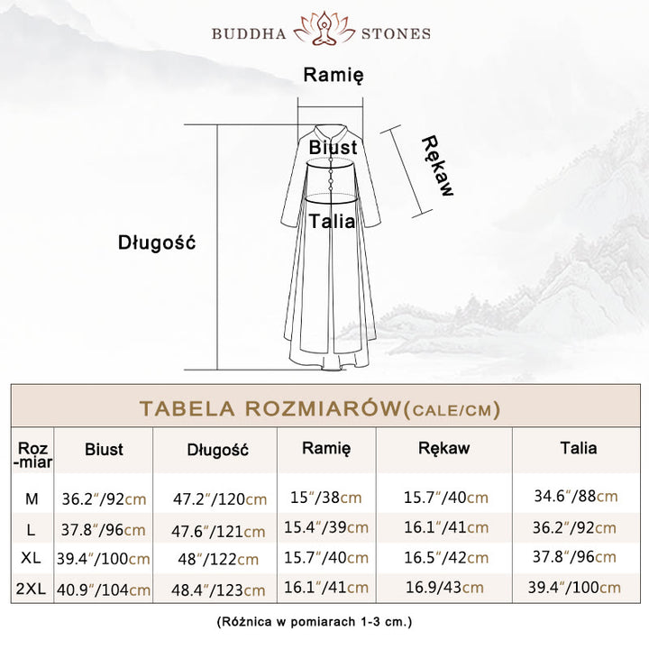 Kamienie Buddha Stones Szyfon Cheongsam Sukienka Midi Szerokie Spodnie Nogawki Medytacja Zen Praktyka Odzież - image 3