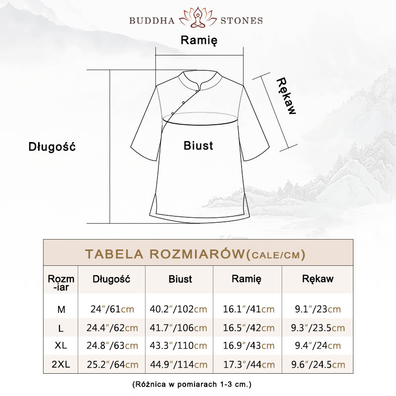 Koszula z krótkim rękawem z bawełny i lnu z haftem żaba-guzik w kwiaty Buddha Stones - image 3