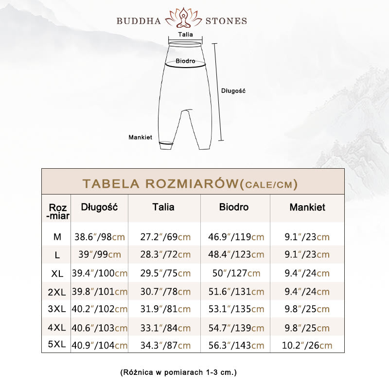 Buddha Stones Kwiaty Liście Brązowy Niebieski Malowanie Nadruk Bawełna Męskie Długie Spodnie Harem Z Kieszeniami - image 3