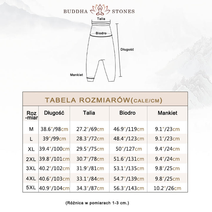Buddha Stones Kwiaty Liście Brązowy Niebieski Malowanie Nadruk Bawełna Męskie Długie Spodnie Harem Z Kieszeniami - image 3