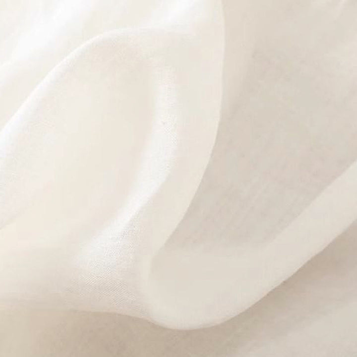 Koszulka damska z okrągłym dekoltem i bawełnianym lnem z nadrukiem Buddha Stones , swobodny kwiatowy haft liściowy, rękaw trzy czwarte - image 7