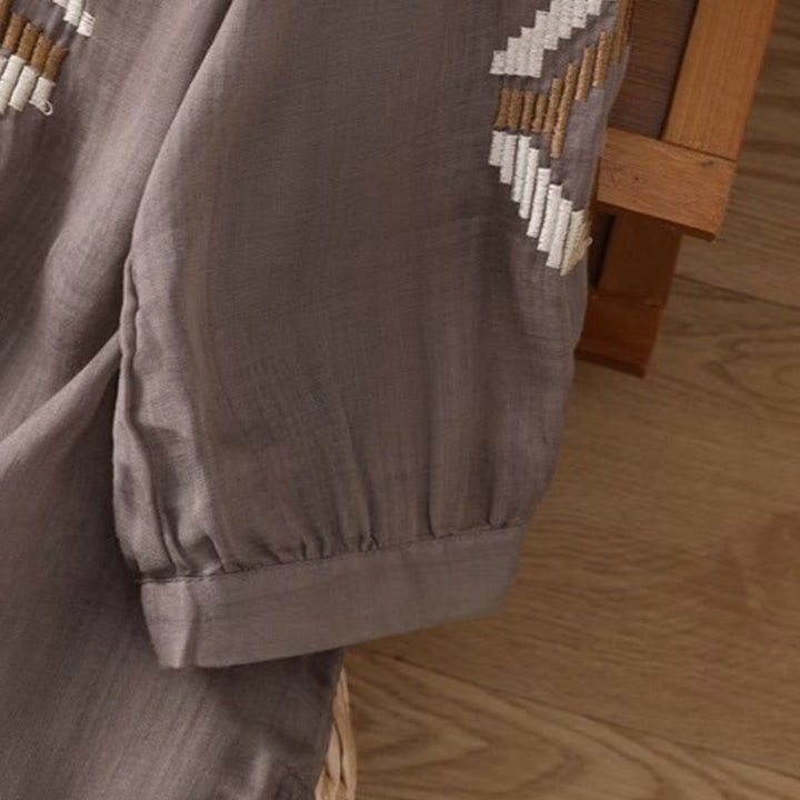 Koszulka damska z okrągłym dekoltem i krótkim rękawem z elastycznej tkaniny Buddha Stones Casual Symmetrical Embroidery - image 19