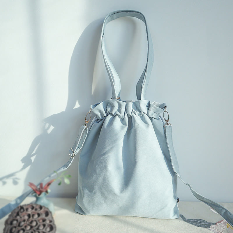 Buddha Stones haftowane zielone gruszki niebieskie epifyllum płócienna torba typu crossbody torba na ramię torebka