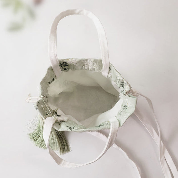 Buddha Stones Białe Kwiaty Zielone Liście Płócienna Torba Crossbody Torba Na Ramię Torebka