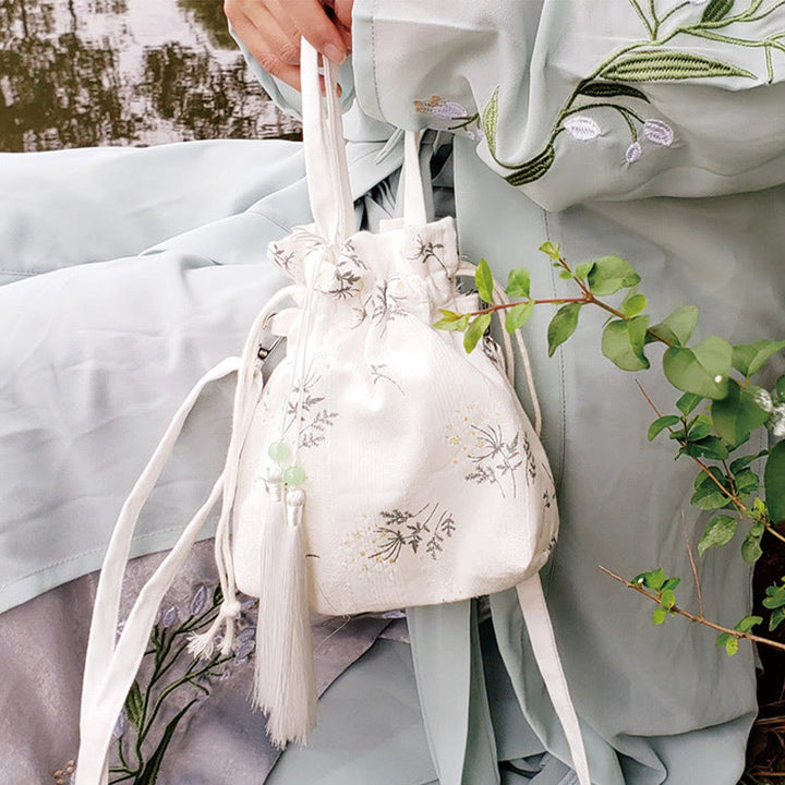 Buddha Stones Białe Kwiaty Zielone Liście Płócienna Torba Crossbody Torba Na Ramię Torebka