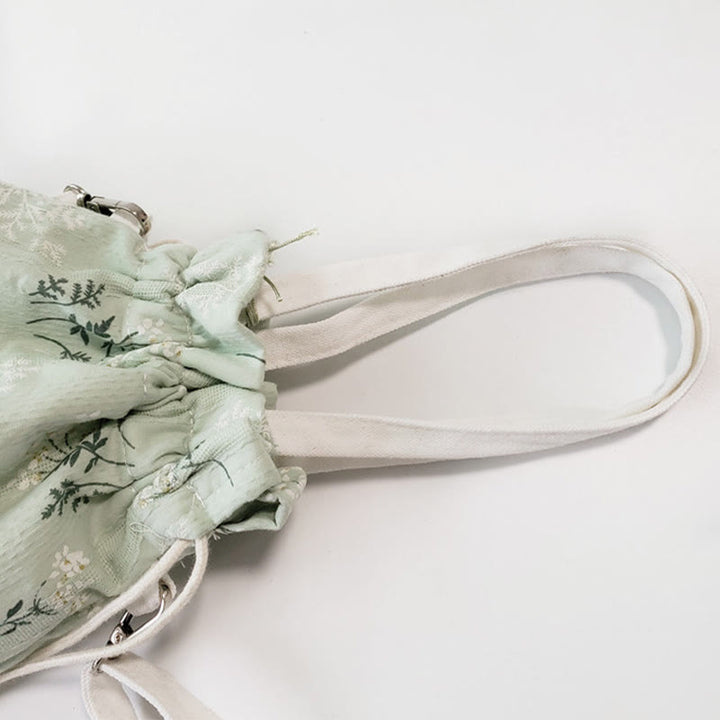 Buddha Stones Białe Kwiaty Zielone Liście Płócienna Torba Crossbody Torba Na Ramię Torebka