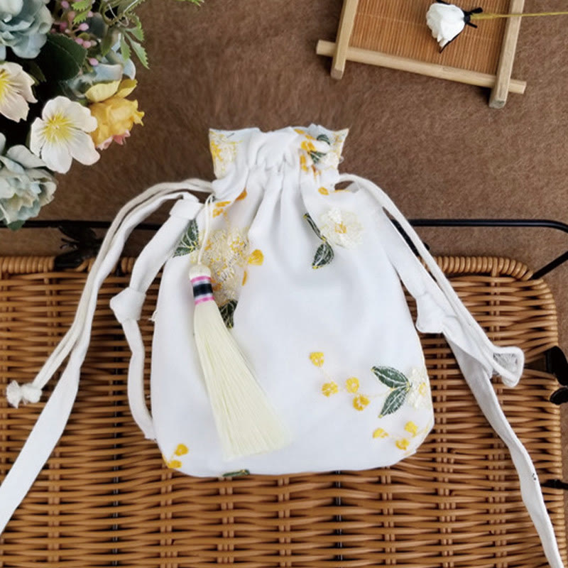 Buddha Stones Haftowane Kwiaty Wiśniowe Kwiaty Winorośli Płócienna Torba Crossbody Torba Na Ramię