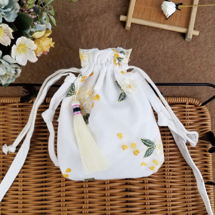 Buddha Stones Haftowane Kwiaty Wiśniowe Kwiaty Winorośli Płócienna Torba Crossbody Torba Na Ramię