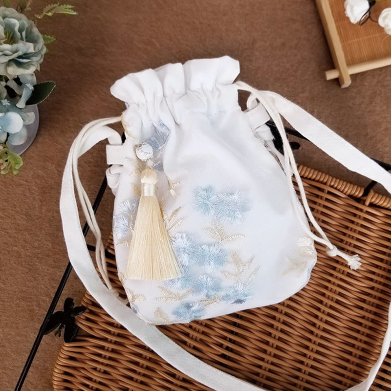 Buddha Stones Haftowane Kwiaty Wiśniowe Kwiaty Winorośli Płócienna Torba Crossbody Torba Na Ramię