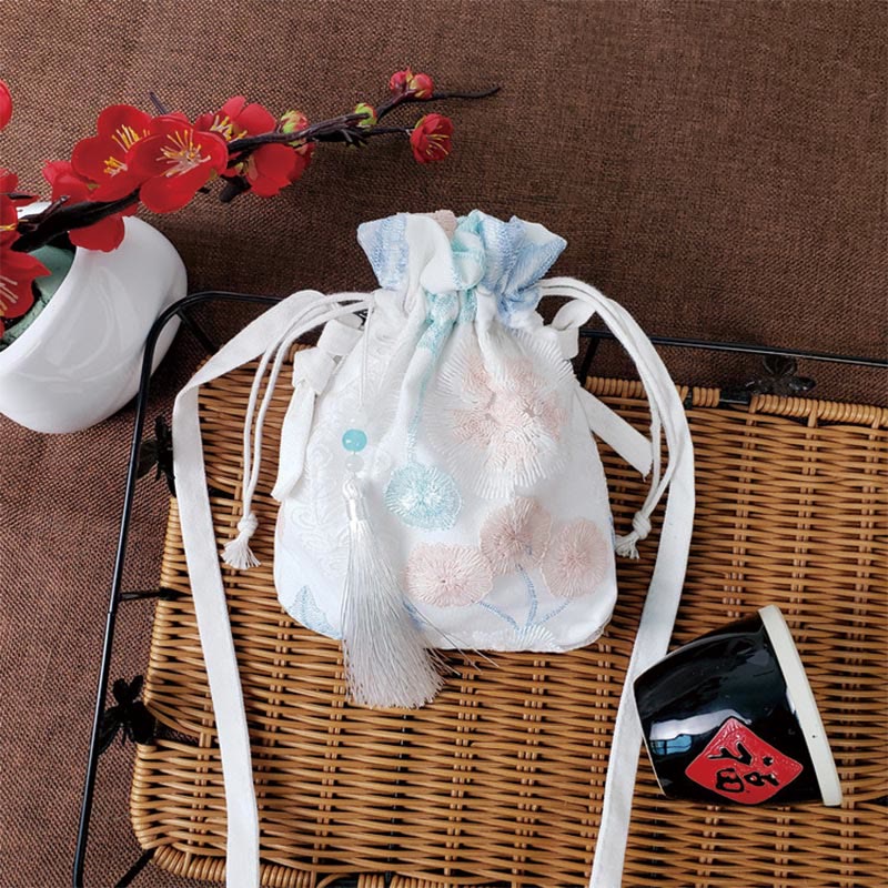 Buddha Stones Haftowane Kwiaty Wiśniowe Kwiaty Winorośli Płócienna Torba Crossbody Torba Na Ramię