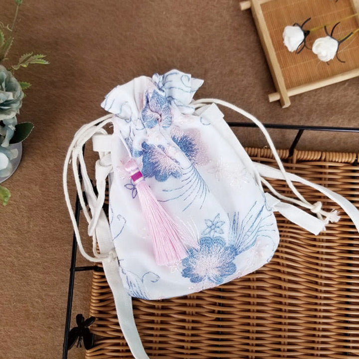 Buddha Stones Haftowane Kwiaty Wiśniowe Kwiaty Winorośli Płócienna Torba Crossbody Torba Na Ramię