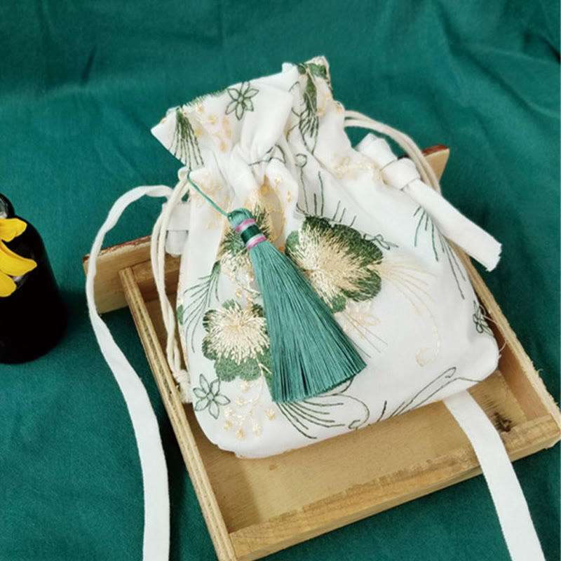 Buddha Stones Haftowane Kwiaty Wiśniowe Kwiaty Winorośli Płócienna Torba Crossbody Torba Na Ramię