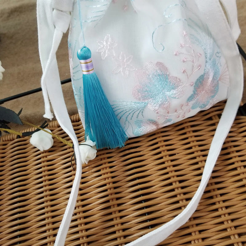Buddha Stones Haftowane Kwiaty Wiśniowe Kwiaty Winorośli Płócienna Torba Crossbody Torba Na Ramię