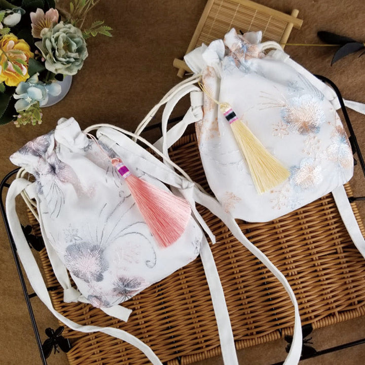 Buddha Stones Haftowane Kwiaty Wiśniowe Kwiaty Winorośli Płócienna Torba Crossbody Torba Na Ramię