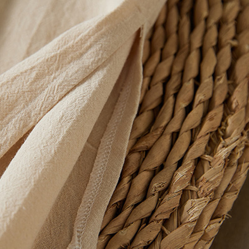 Sukienka midi damska z długim rękawem, haftem w stylu vintage z Buddha Stones, guzikami i żabą, z wysokim stanem i bawełną i lnem - image 10