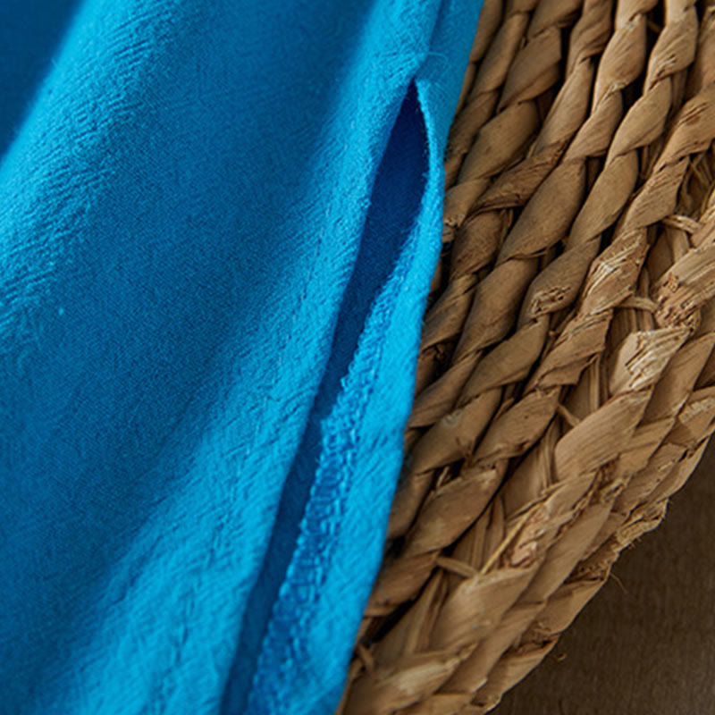 Sukienka midi damska z długim rękawem, haftem w stylu vintage z Buddha Stones, guzikami i żabą, z wysokim stanem i bawełną i lnem - image 24