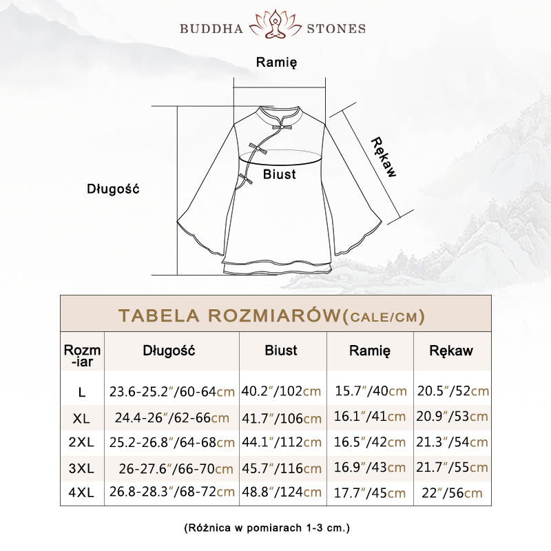 Koszula damska z długim rękawem z bawełny i lnu z motywem kwiatów Buddha Stones w stylu retro