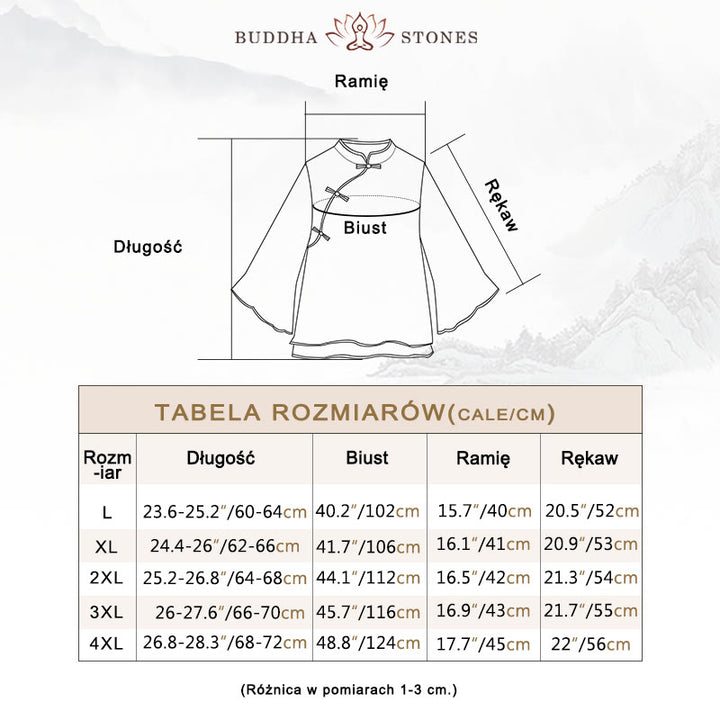 Koszula damska z długim rękawem z bawełny i lnu z motywem kwiatów Buddha Stones w stylu retro