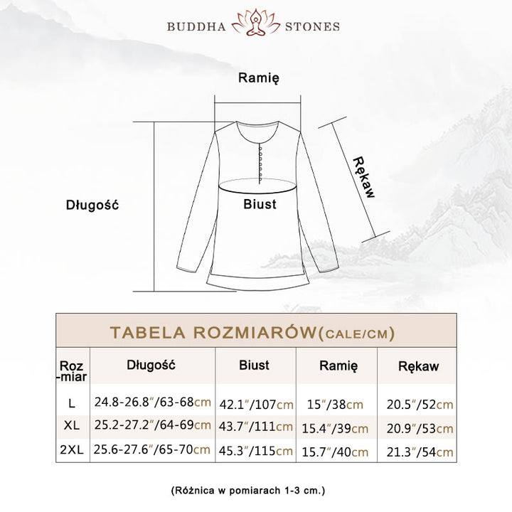 Buddha Stones Casual Haft Kwiat Okrągły Dekolt Długi Rękaw Bawełna Lniany Top Damskie Koszule - image 3
