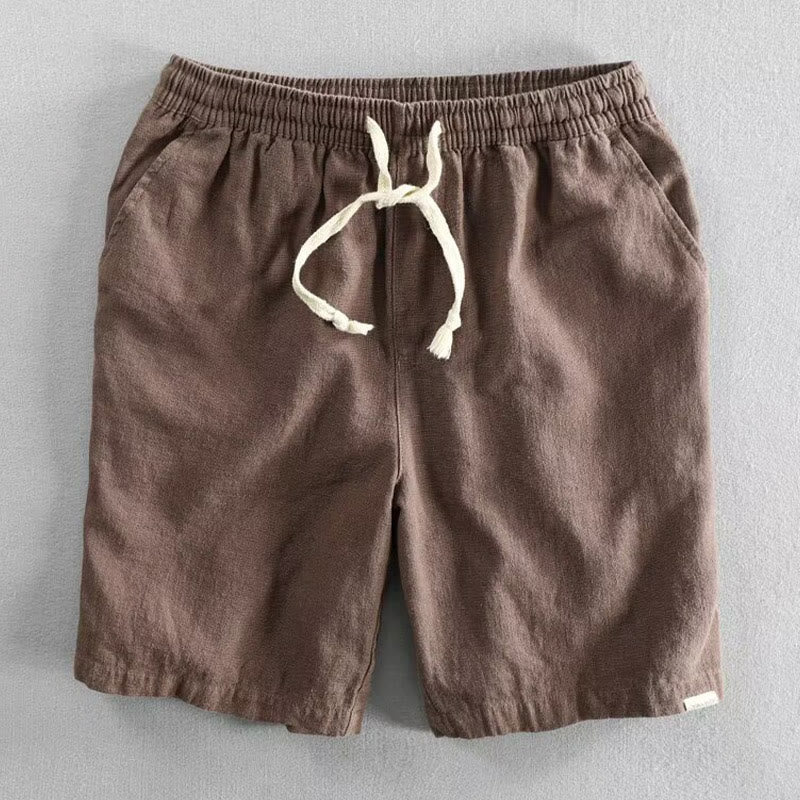 Męskie bawełniane szorty z kieszeniami i ściągaczem w pasie z Buddha Stones - SaddleBrown - US/UK/AU40, EU50 (3XL) - image 4