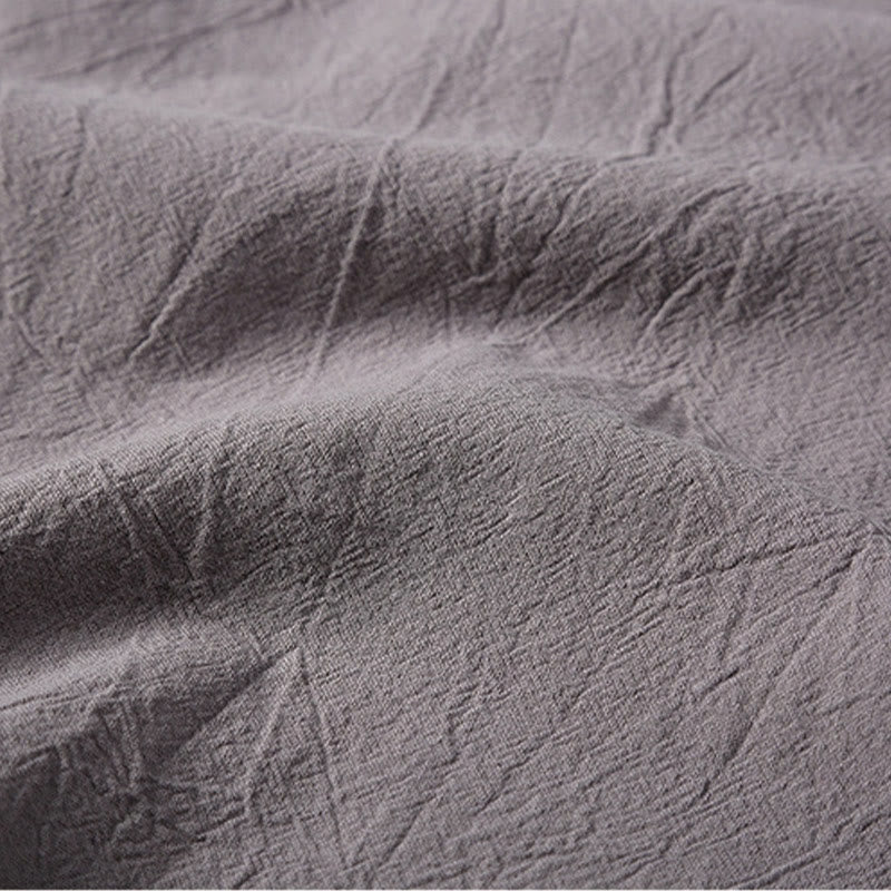 Buddha Stones, 2 sztuki, koszulka z krótkim rękawem i kieszeniami, gładka, z karbowanym kołnierzykiem, bawełniano-lniany zestaw do medytacji dla mężczyzn - image 18